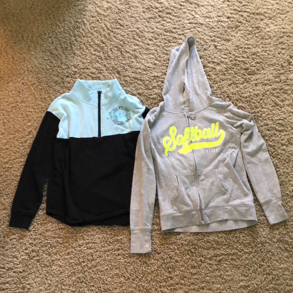 2 Justice Girls Softball Sweatshirts 10/12